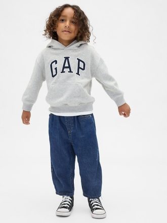 Calça jeans com cano alto para bebês e crianças pequenas