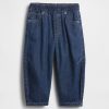 Calça jeans com cano alto para bebês e crianças pequenas