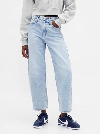 Calça Jeans Crop Barrel de Cintura Alta