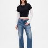 Calça jeans cropped relaxada de cintura média Calça jeans cropped relaxada de cintura média