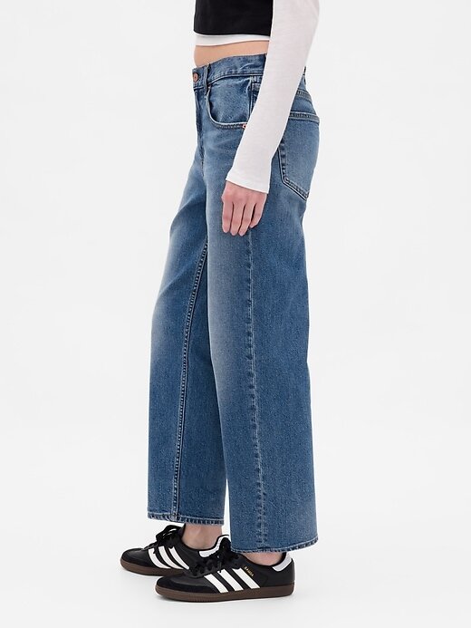 Calça jeans cropped relaxada de cintura média Calça jeans cropped relaxada de cintura média