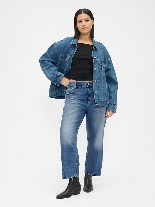 Calça jeans cropped relaxada de cintura média Calça jeans cropped relaxada de cintura média