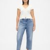 Calça jeans cropped relaxada de cintura média