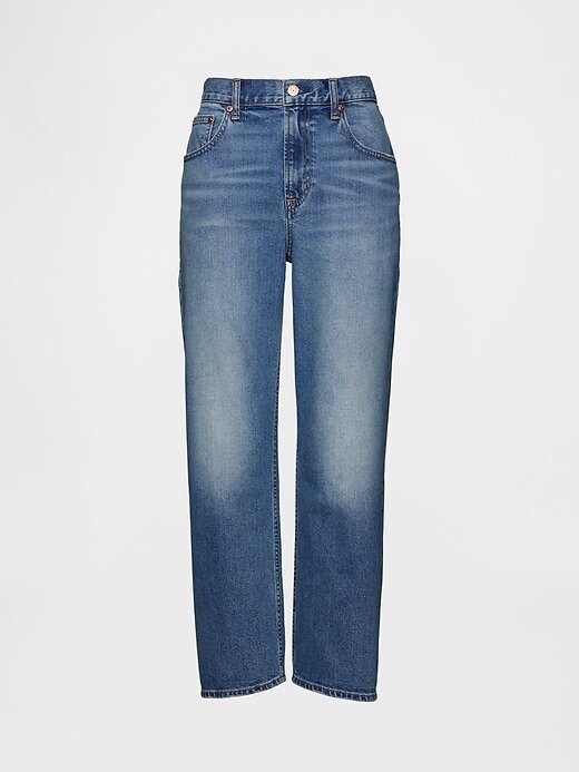 Calça jeans cropped relaxada de cintura média Calça jeans cropped relaxada de cintura média