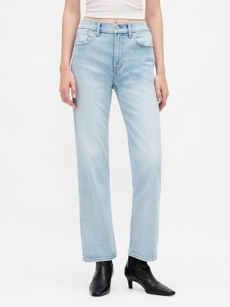 Calça jeans cropped reta slim dos anos 90 de cintura alta