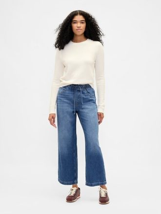Calça jeans cropped ultramacia e relaxada de cintura baixa