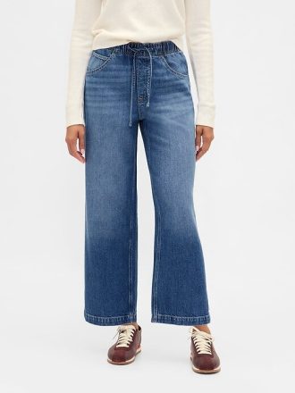 Calça jeans cropped ultramacia e relaxada de cintura baixa