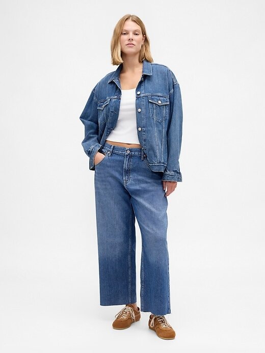 Calça jeans cropped ultramacia e relaxada de cintura baixa Calça jeans cropped ultramacia e relaxada de cintura baixa