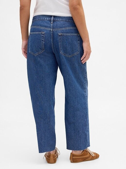 Calça jeans cropped ultramacia e relaxada de cintura baixa Calça jeans cropped ultramacia e relaxada de cintura baixa