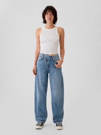 Calça Jeans Crossover de Cintura Alta