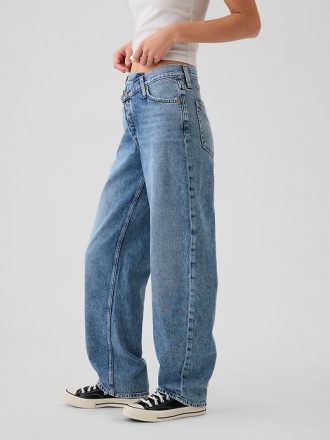 Calça Jeans Crossover de Cintura Alta