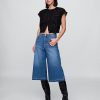 Calça Jeans Culotte de Cintura Alta