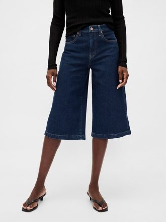 Calça Jeans Culotte de Cintura Alta