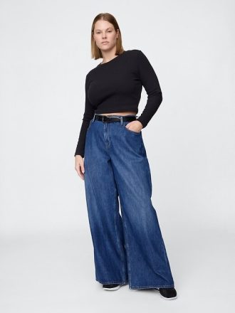 Calça Jeans Extra Larga de Cintura Baixa