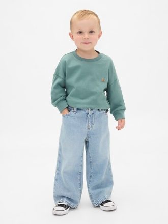 Calça jeans extra larga para bebês e crianças pequenas