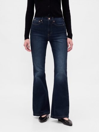 Calça jeans flare de cintura alta dos anos 70