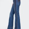 Calça jeans flare de cintura alta dos anos 70