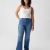 Calça jeans flare de cintura alta dos anos 70