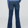 Calça jeans flare infantil de cintura alta dos anos 70
