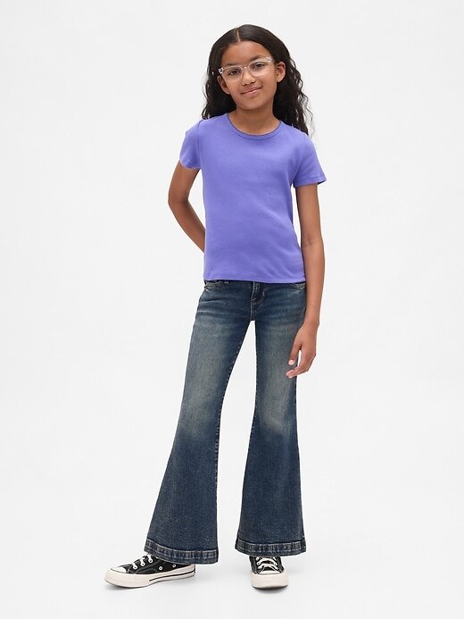 Calça jeans flare infantil de cintura baixa Calça jeans flare infantil de cintura baixa