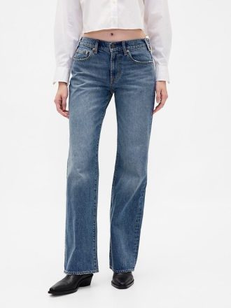 Calça jeans flare relaxada de cintura média