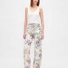 Calça jeans floral de cintura alta