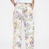 Calça jeans floral de cintura alta