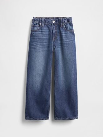 Calça jeans infantil cropped ultramacia e relaxada de cintura média