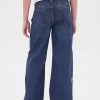 Calça jeans infantil de cintura baixa e perna larga