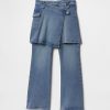 Calça jeans infantil flare com saia envelope