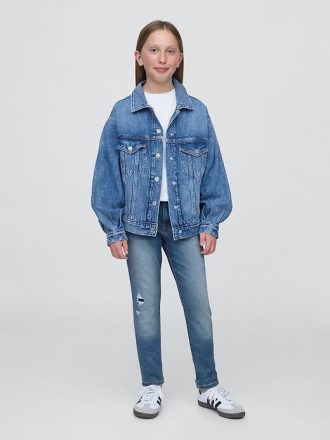 Calça jeans infantil super skinny de cintura média