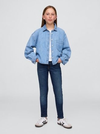 Calça jeans infantil super skinny de cintura média para o dia a dia