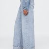 Calça jeans larga com cintura alta e punhos largos