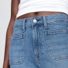 Calça jeans larga de cintura alta com stride