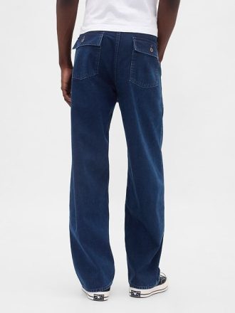 Calça jeans larga de lona