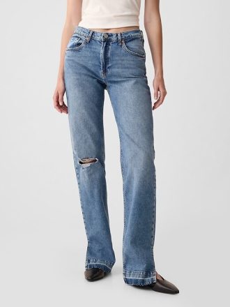 Calça jeans larga dos anos 90 de cintura média