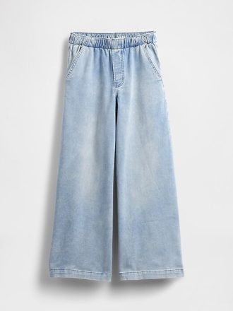 Calça jeans larga infantil de malha de cintura baixa