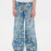 Calça jeans larga infantil floral