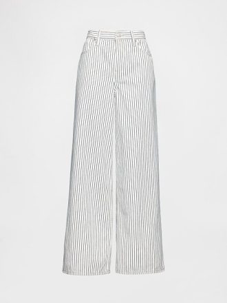 Calça jeans larga listrada de cintura média