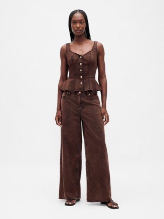 Calça jeans larga ultramacia de cintura média