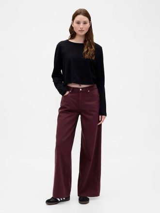 Calça jeans larga ultramacia de cintura média