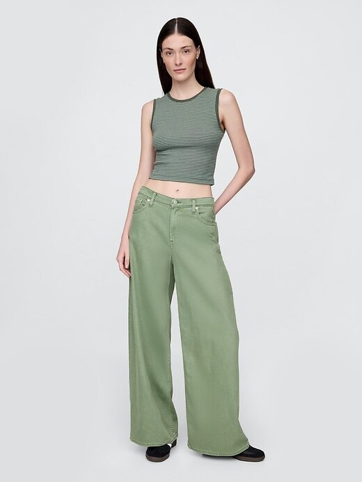 Calça jeans larga ultramacia de cintura média Calça jeans larga ultramacia de cintura média