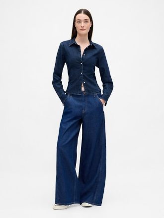 Calça jeans larga ultramacia de cintura média