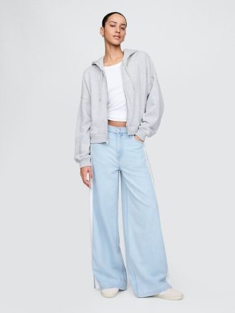 Calça jeans larga ultramacia de cintura média