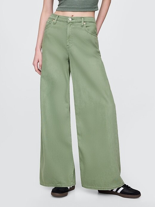 Calça jeans larga ultramacia de cintura média Calça jeans larga ultramacia de cintura média