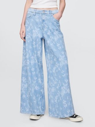 Calça jeans larga ultramacia de cintura média