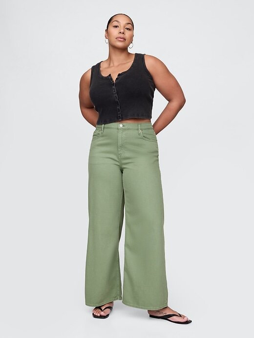 Calça jeans larga ultramacia de cintura média Calça jeans larga ultramacia de cintura média