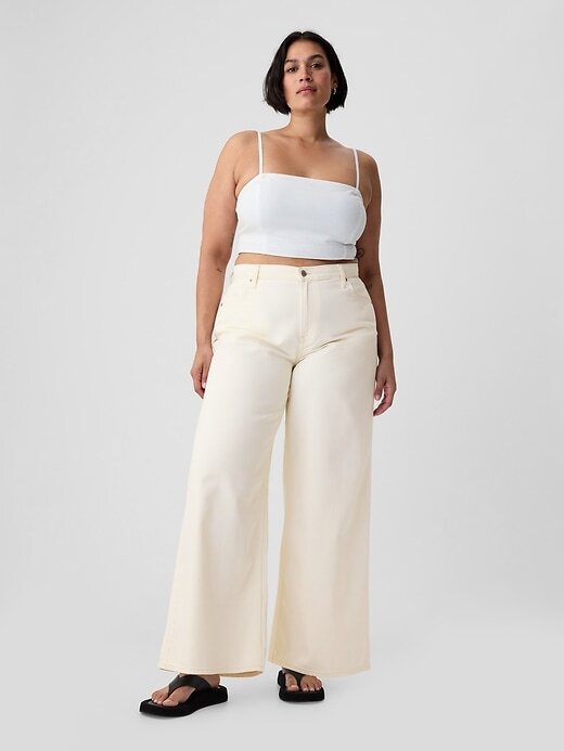 Calça jeans larga ultramacia de cintura média Calça jeans larga ultramacia de cintura média