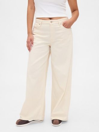 Calça jeans larga ultramacia e de cintura média curvilínea