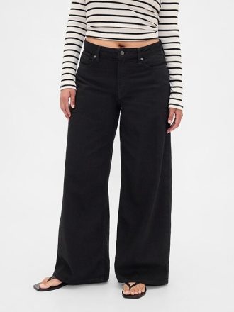 Calça jeans larga ultramacia e de cintura média curvilínea